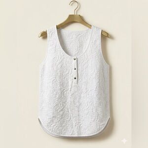 A.L.C. Quilted Floral Sleeveless Top White XS 2014 designers white petite top